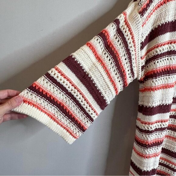 Torrid Womens Size 1X Kimono Cardigan Cotton Multi Stripes Open Knit Longline - Picture 5 of 10